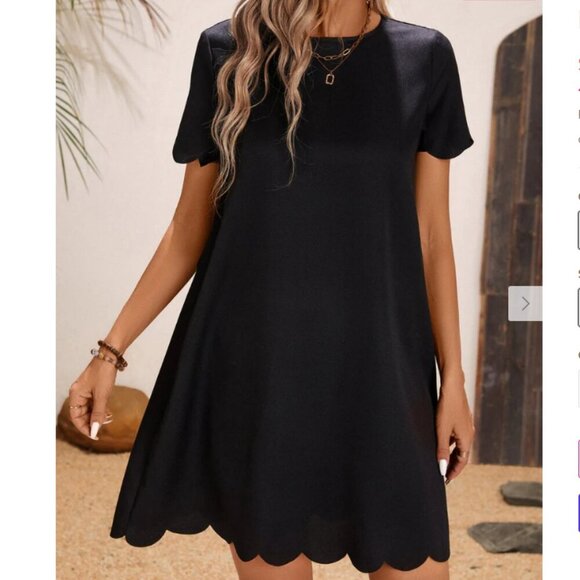 SHEIN Black Scallop Hem Dress | 0XL - Picture 1 of 8